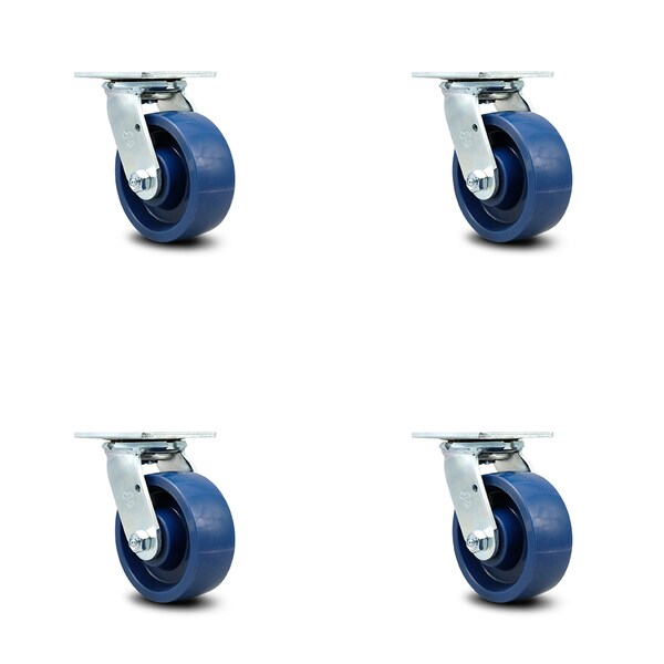 5 Inch Solid Polyurethane Caster Set with Ball Bearing and Swivel Lock SCC